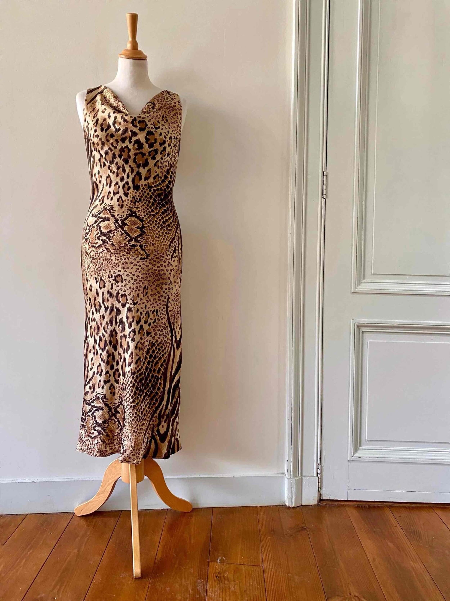 Leopard print silk dress