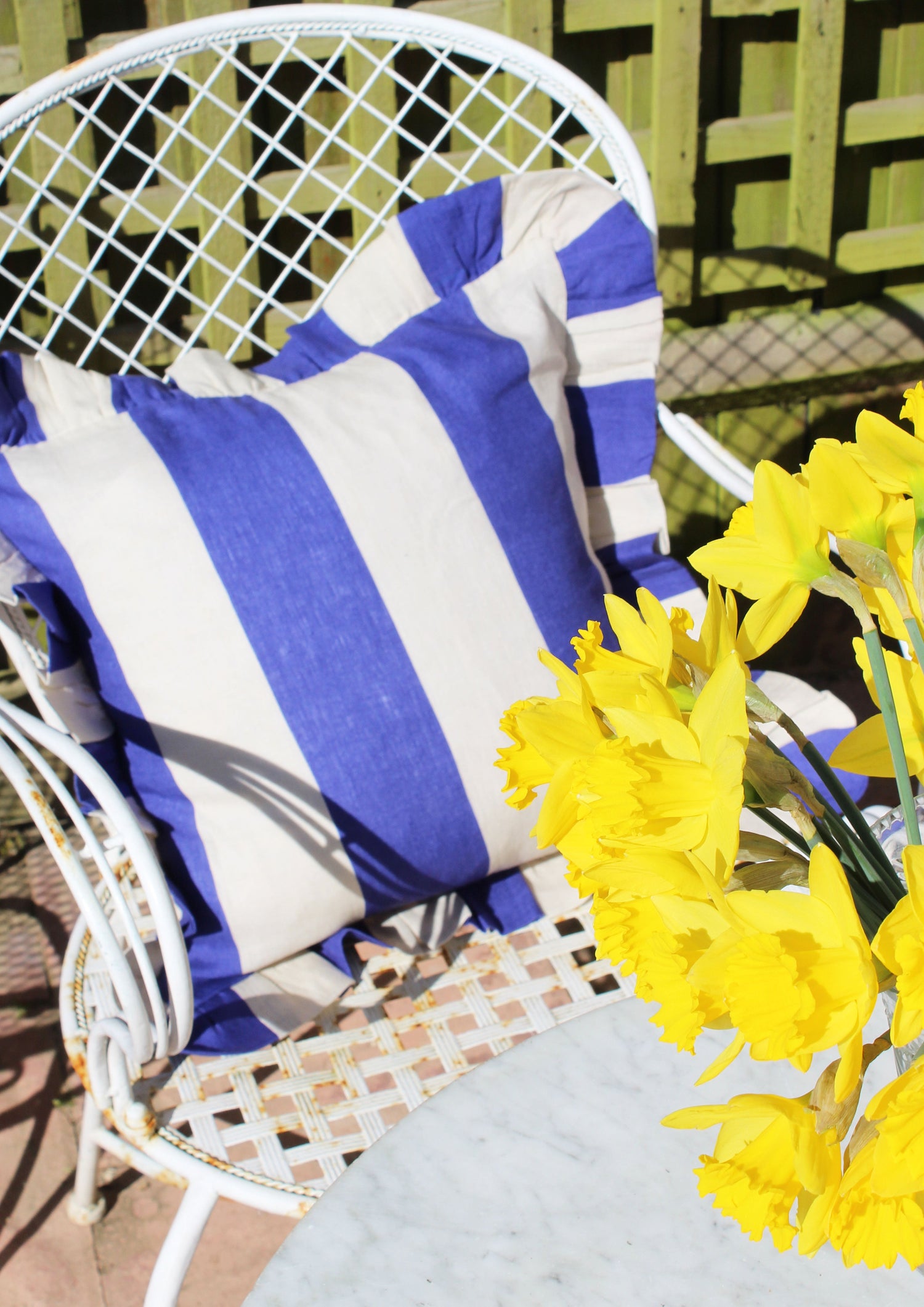 Cobalt Extra Wide Stripe Cushion Cover