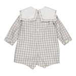 Constantin, barboteuse en sergé vichy gris pâle