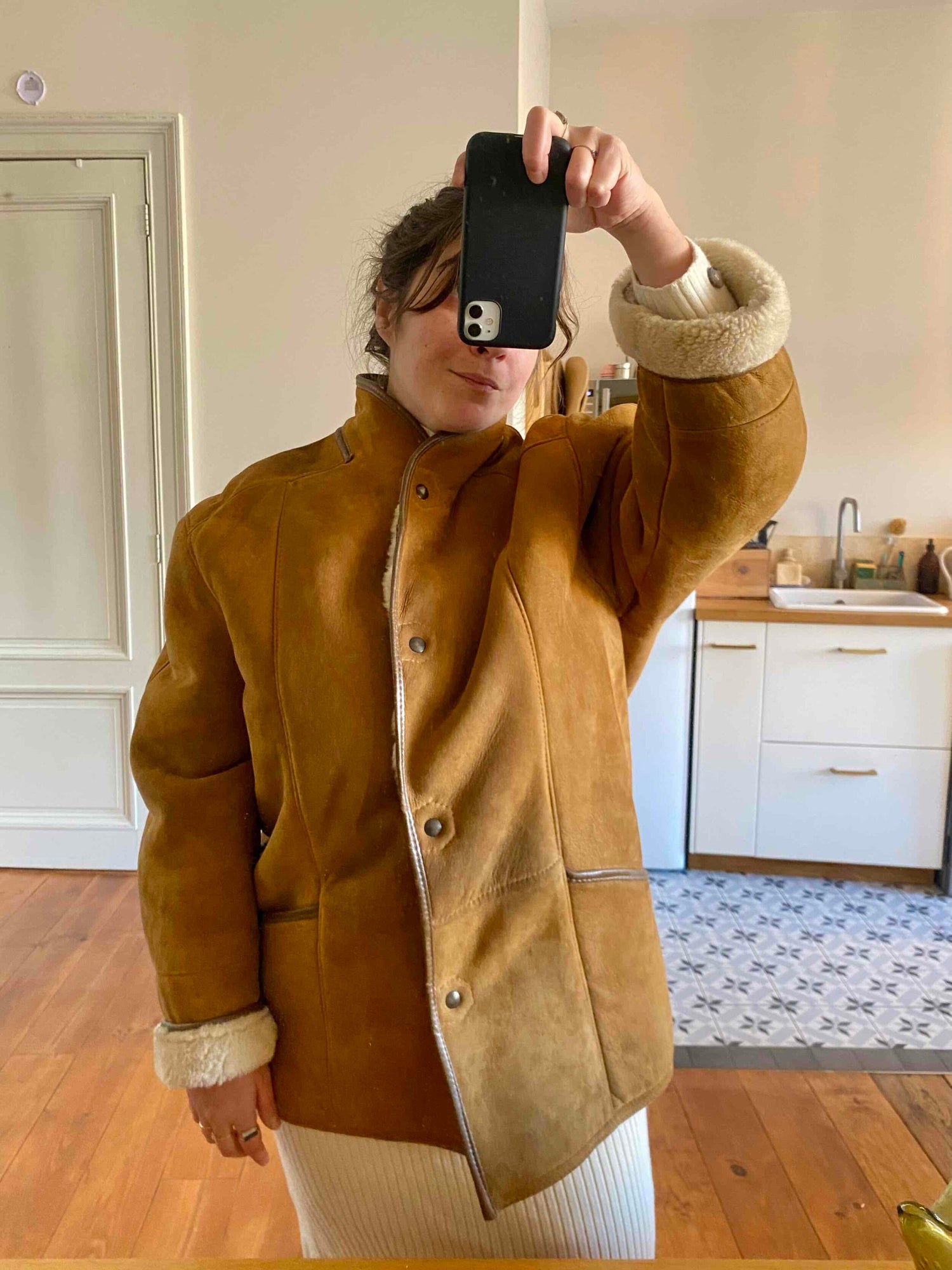 Manteau en peau lainée