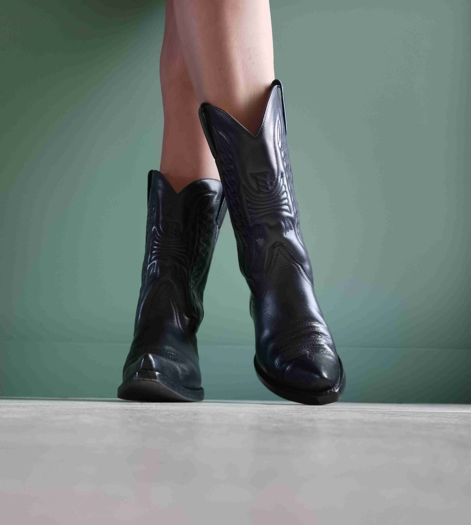 Leather cowboy boots