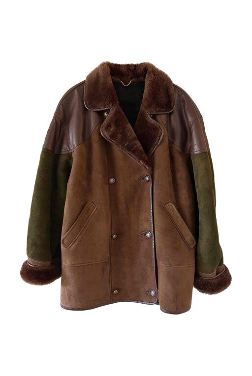 Wool-lined leather coat