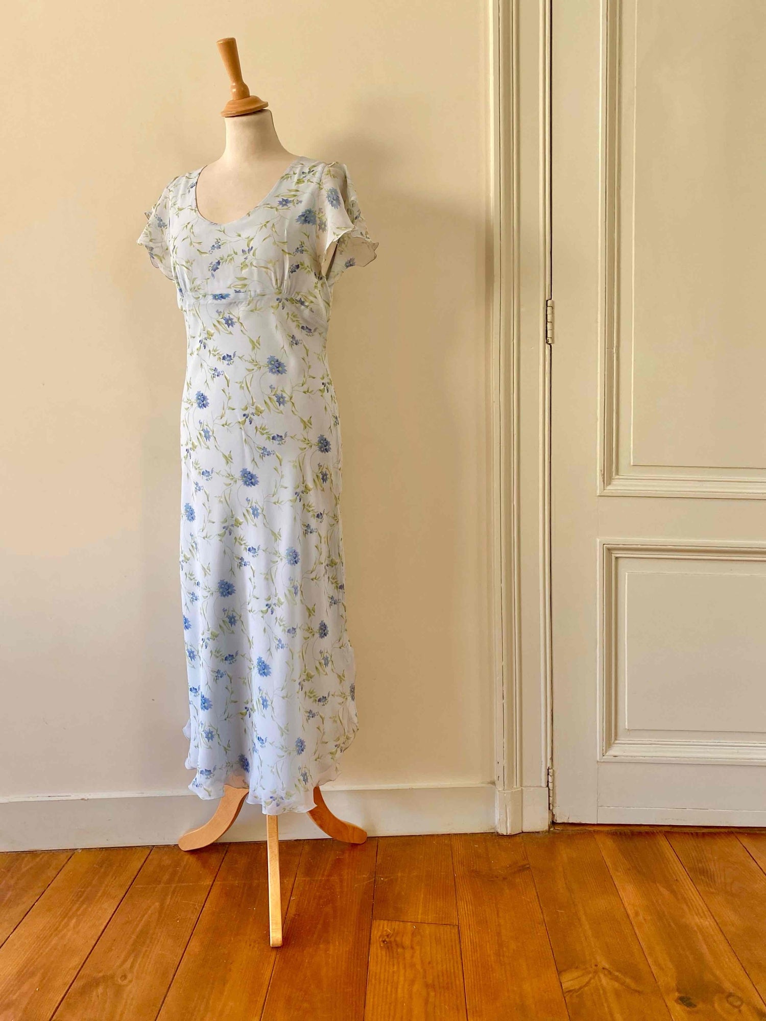 Floral print silk midi dress