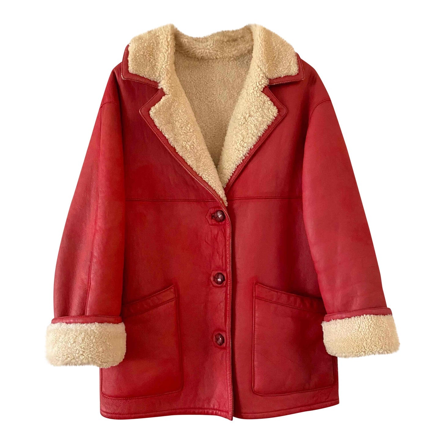 Wool-lined leather coat