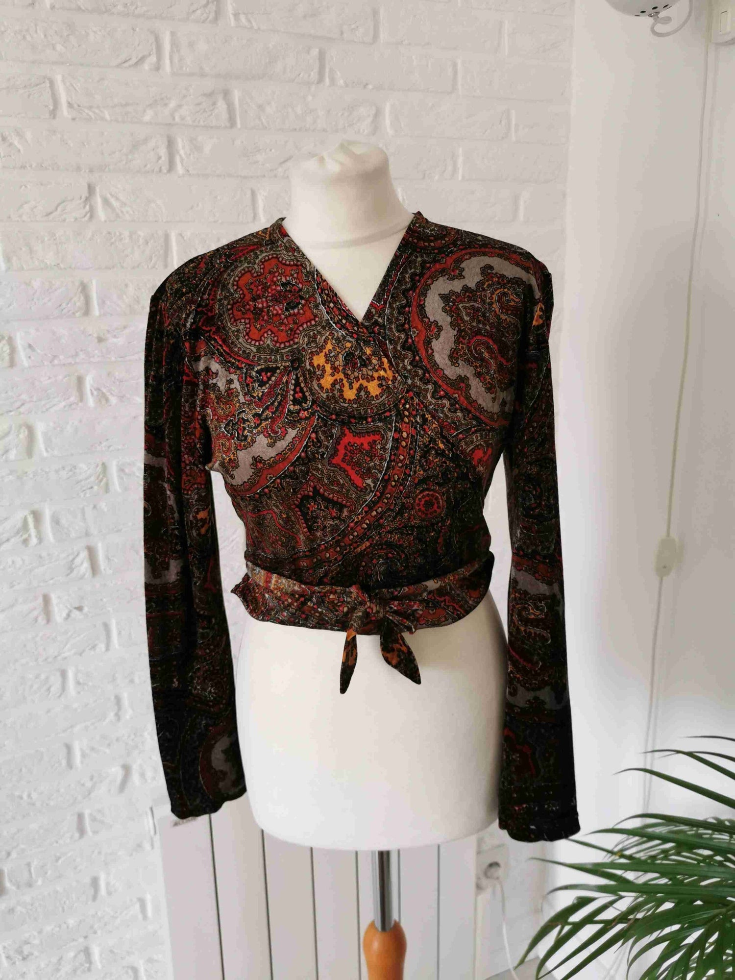 Velvet wrap-around top