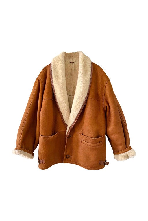 Wool-lined leather coat