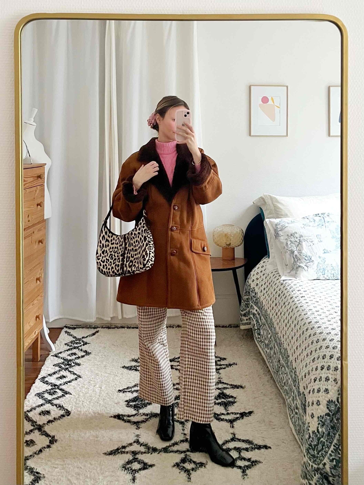 Wool-lined leather coat
