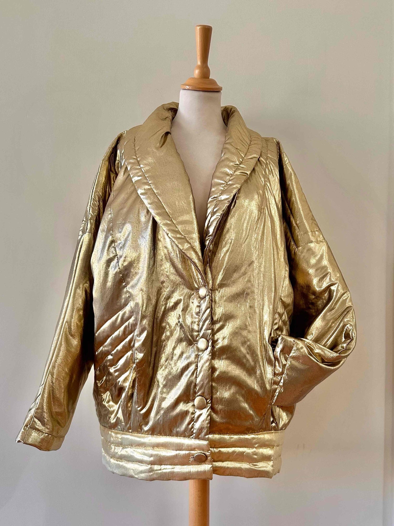 Gold metallic puffer jacket