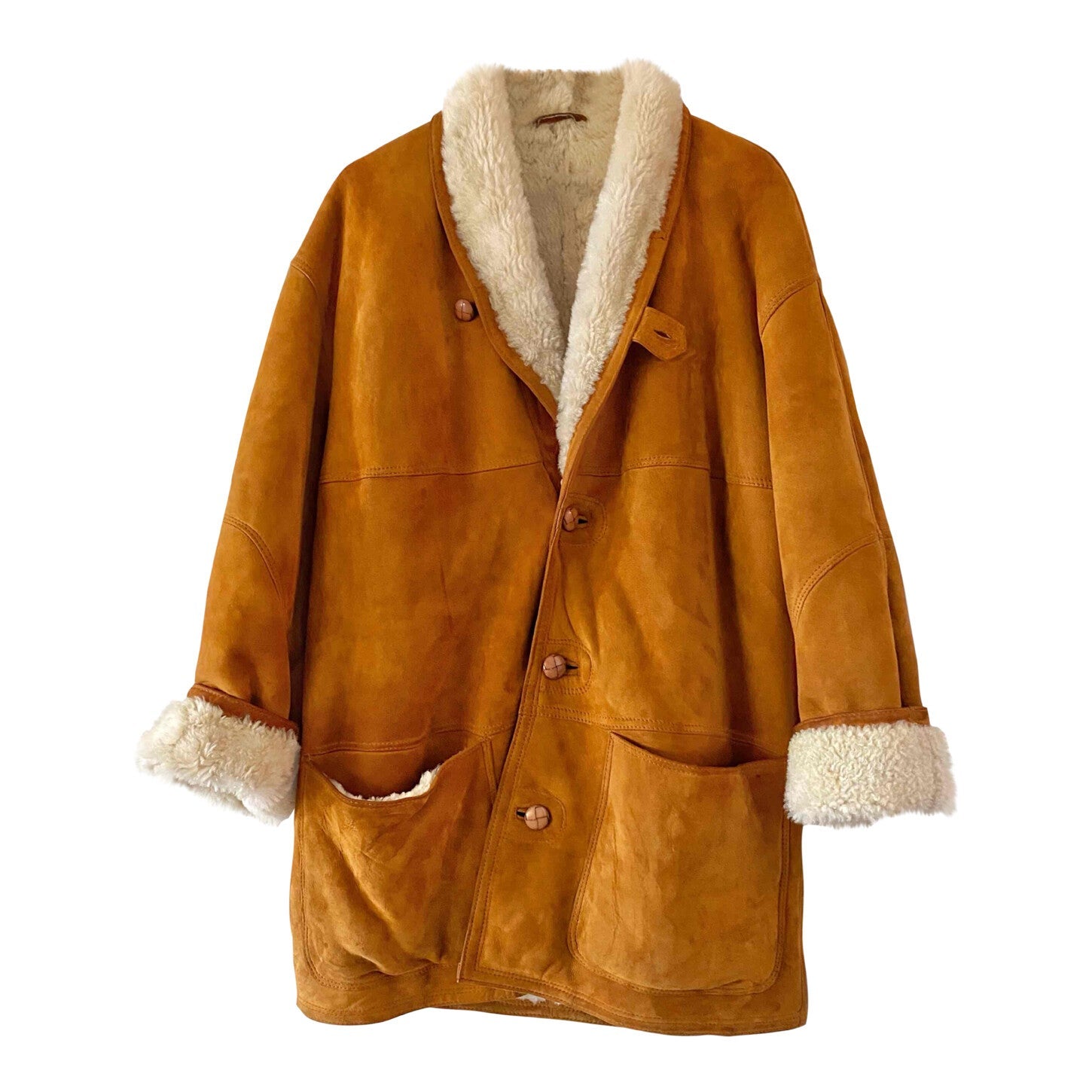 Wool-lined leather coat