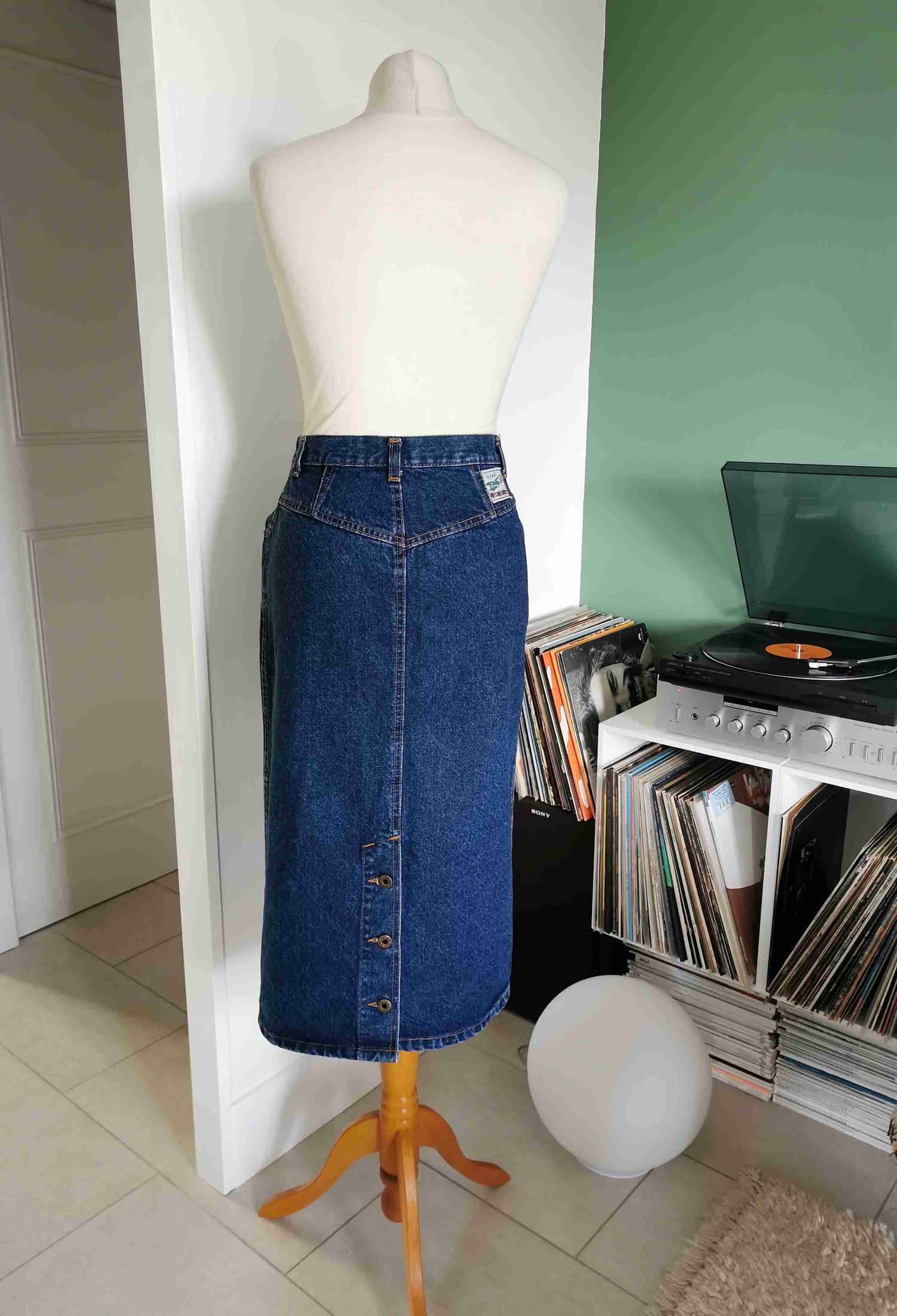 Long denim skirt