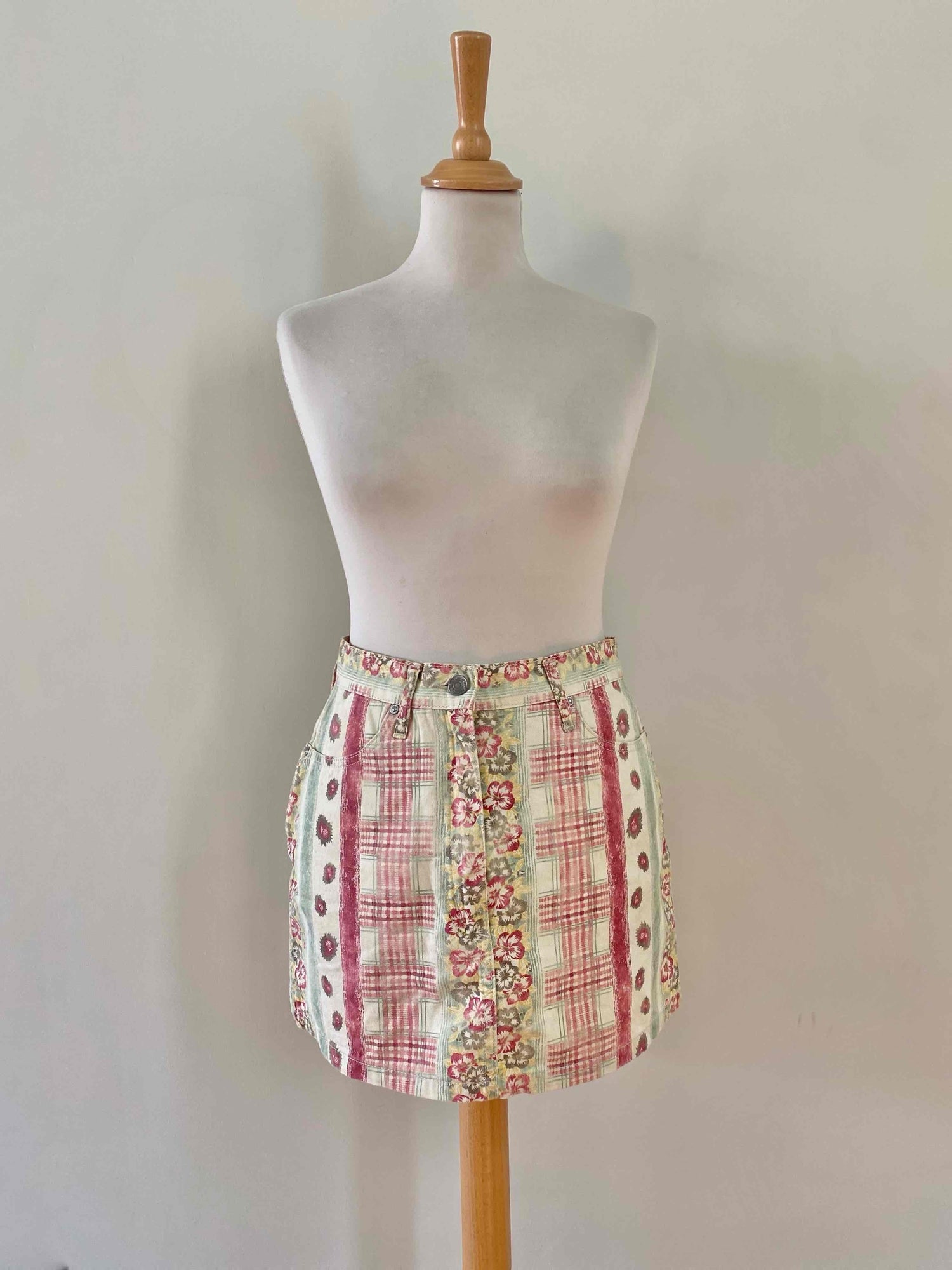 Mini jupe denim patchwork