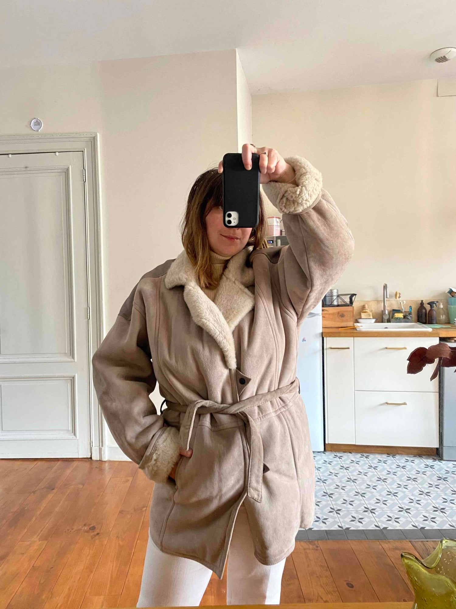 Manteau en peau lainée