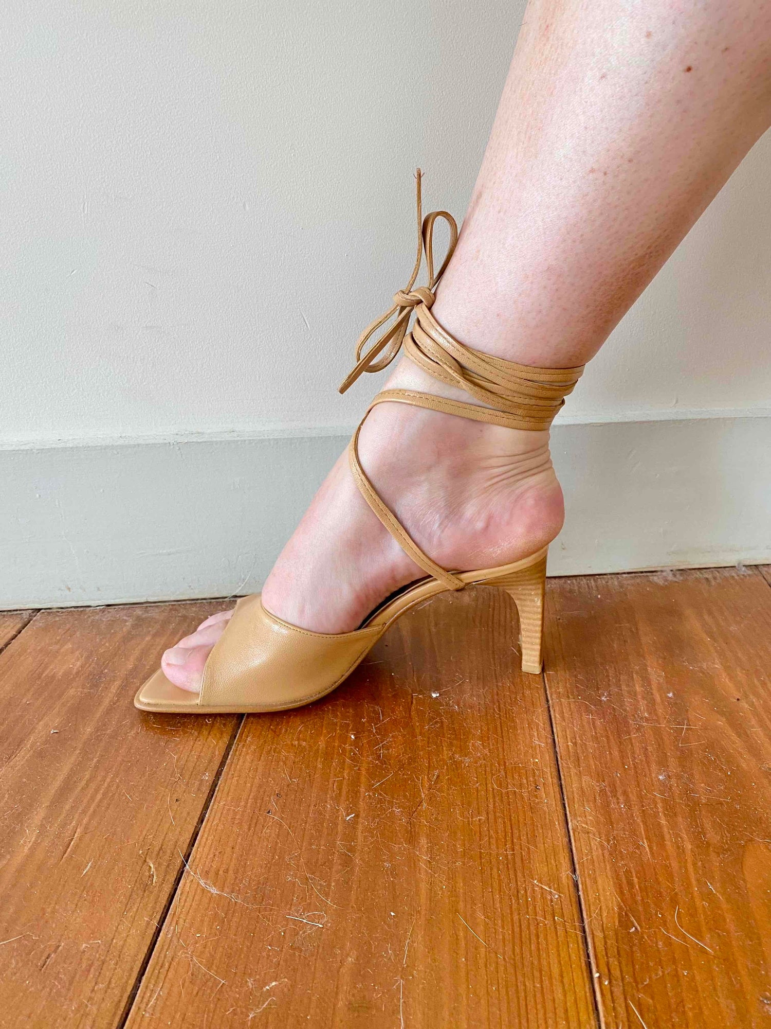 Leather lace-up sandals