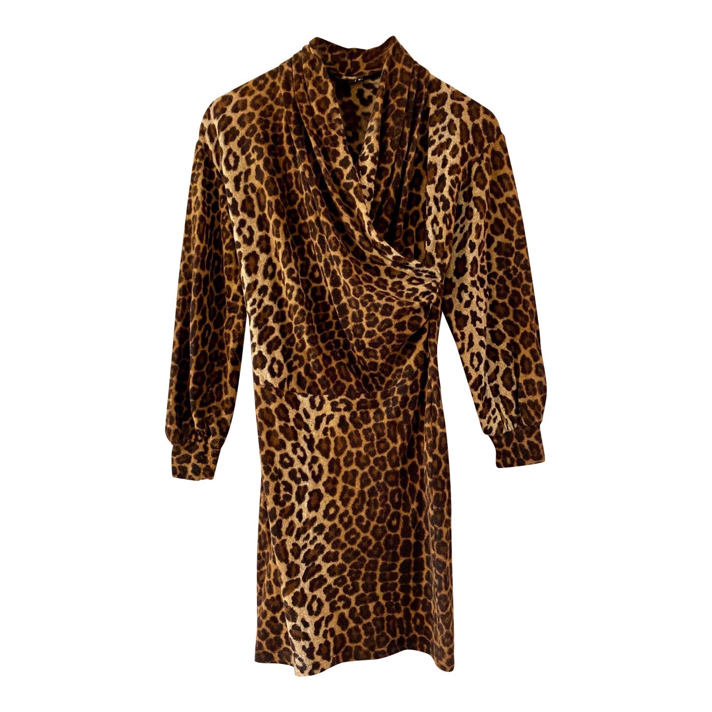 Leopard print dress in angora wool