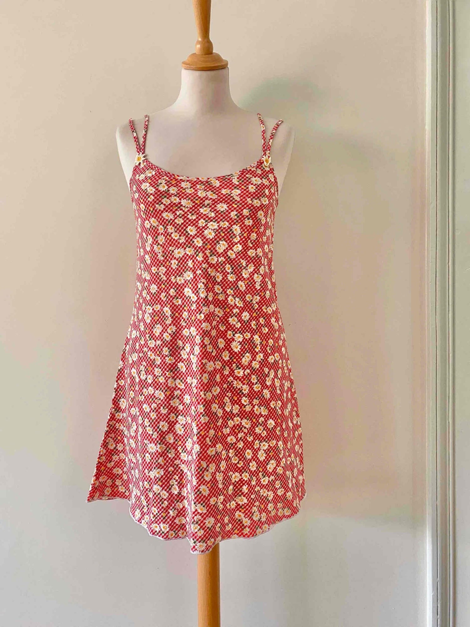 Vichy dress with floral print