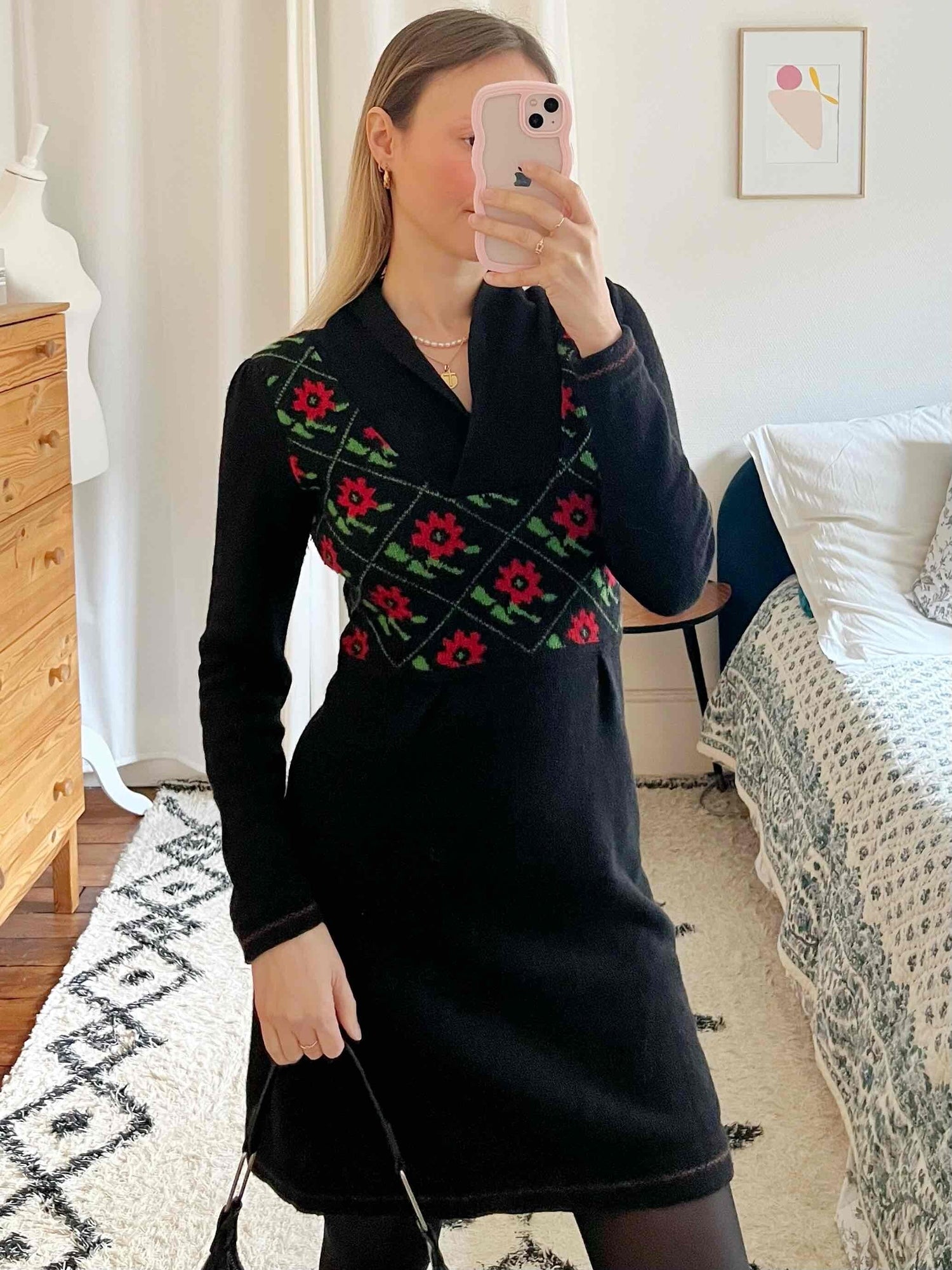 Robe à fleurs en maille