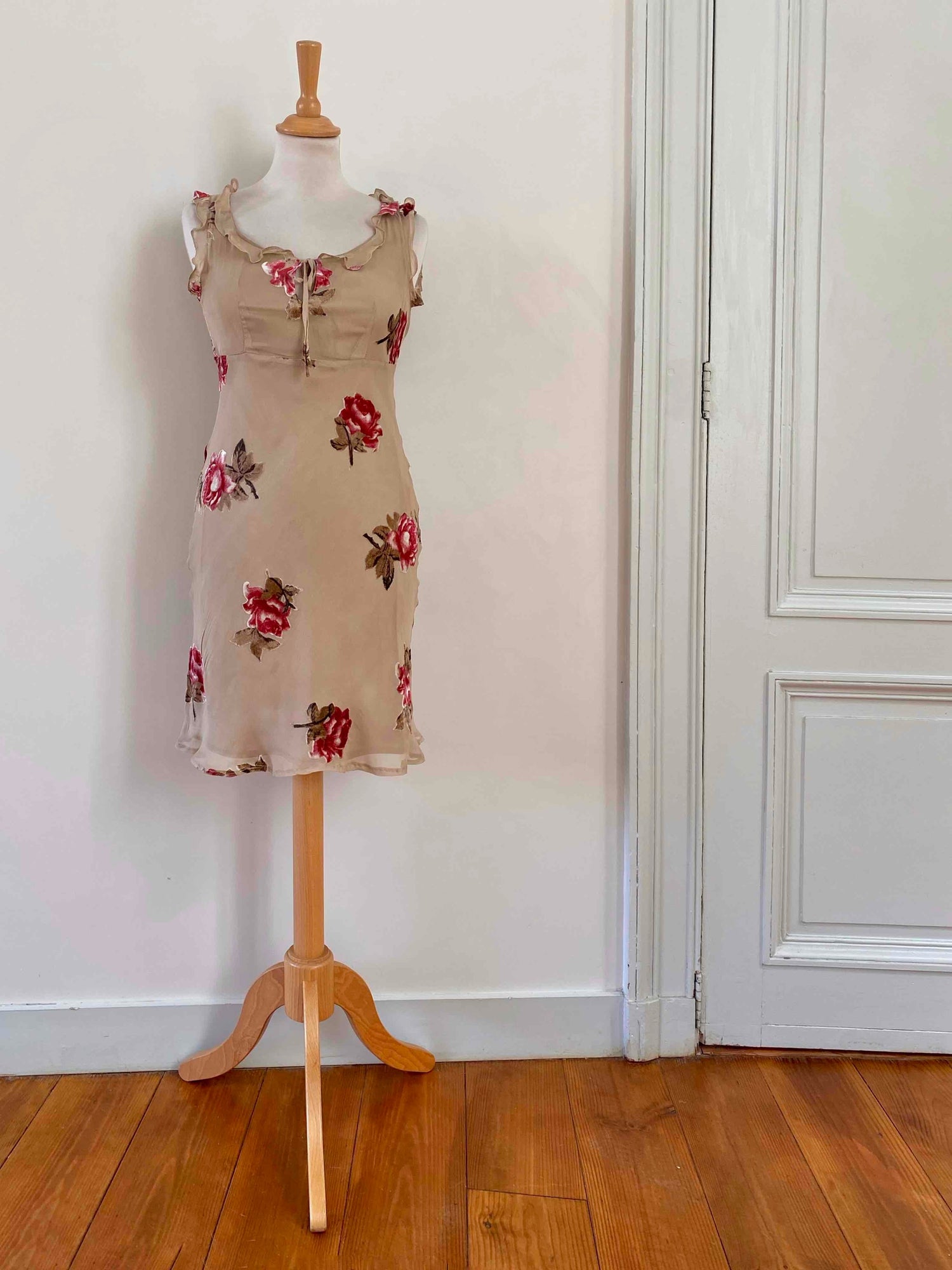 Silk and velvet dress