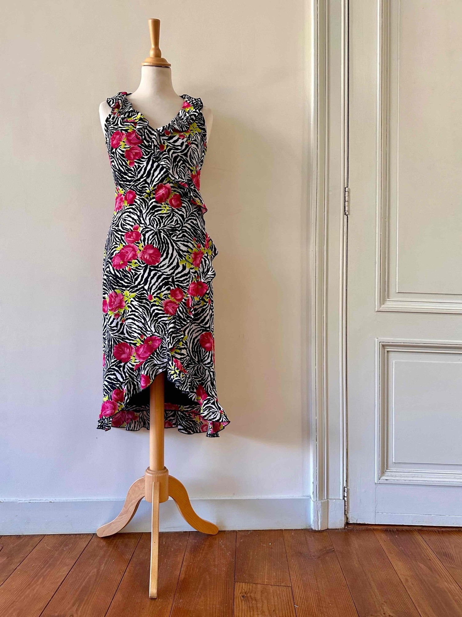 Zebra-print floral dress