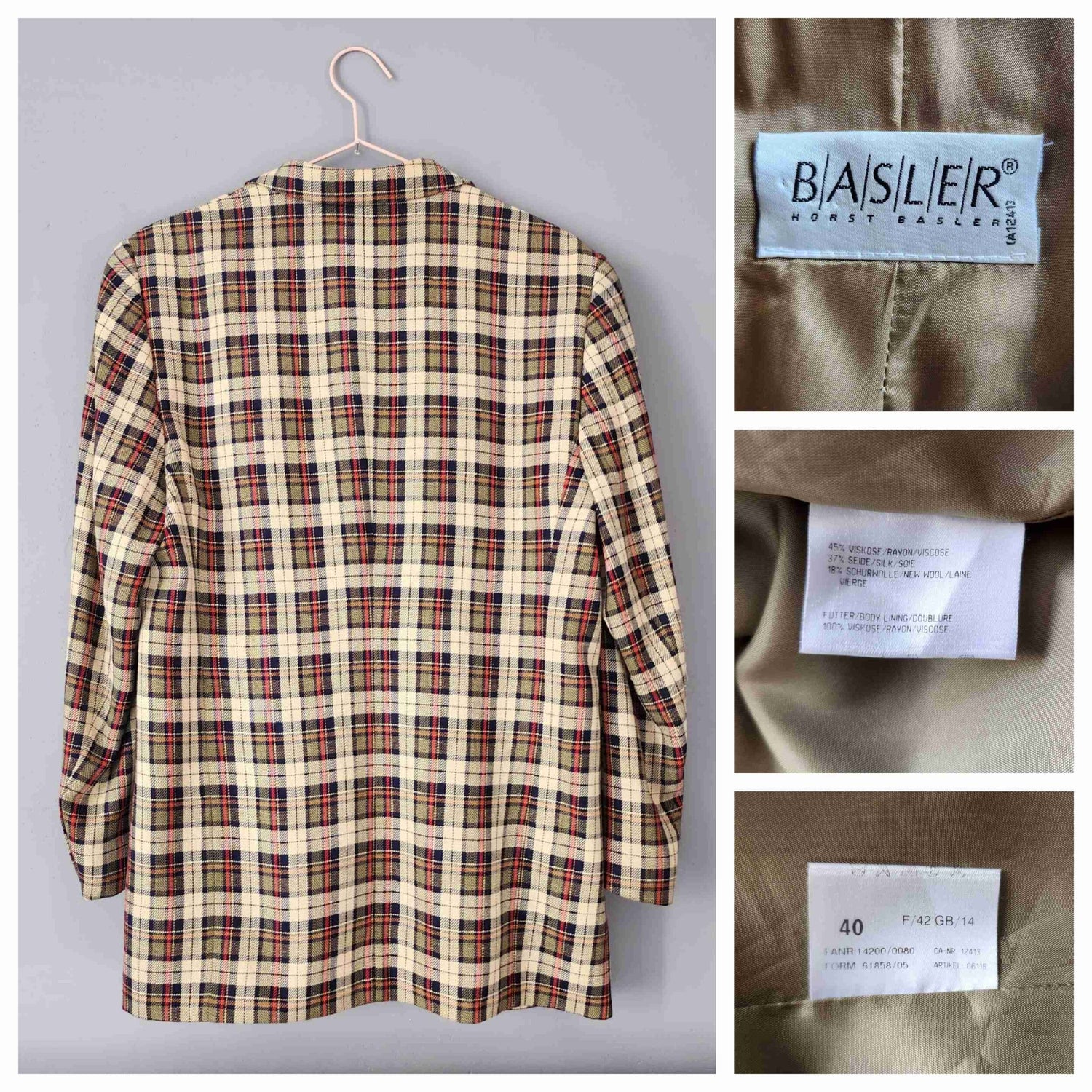 Blazer long à carreaux