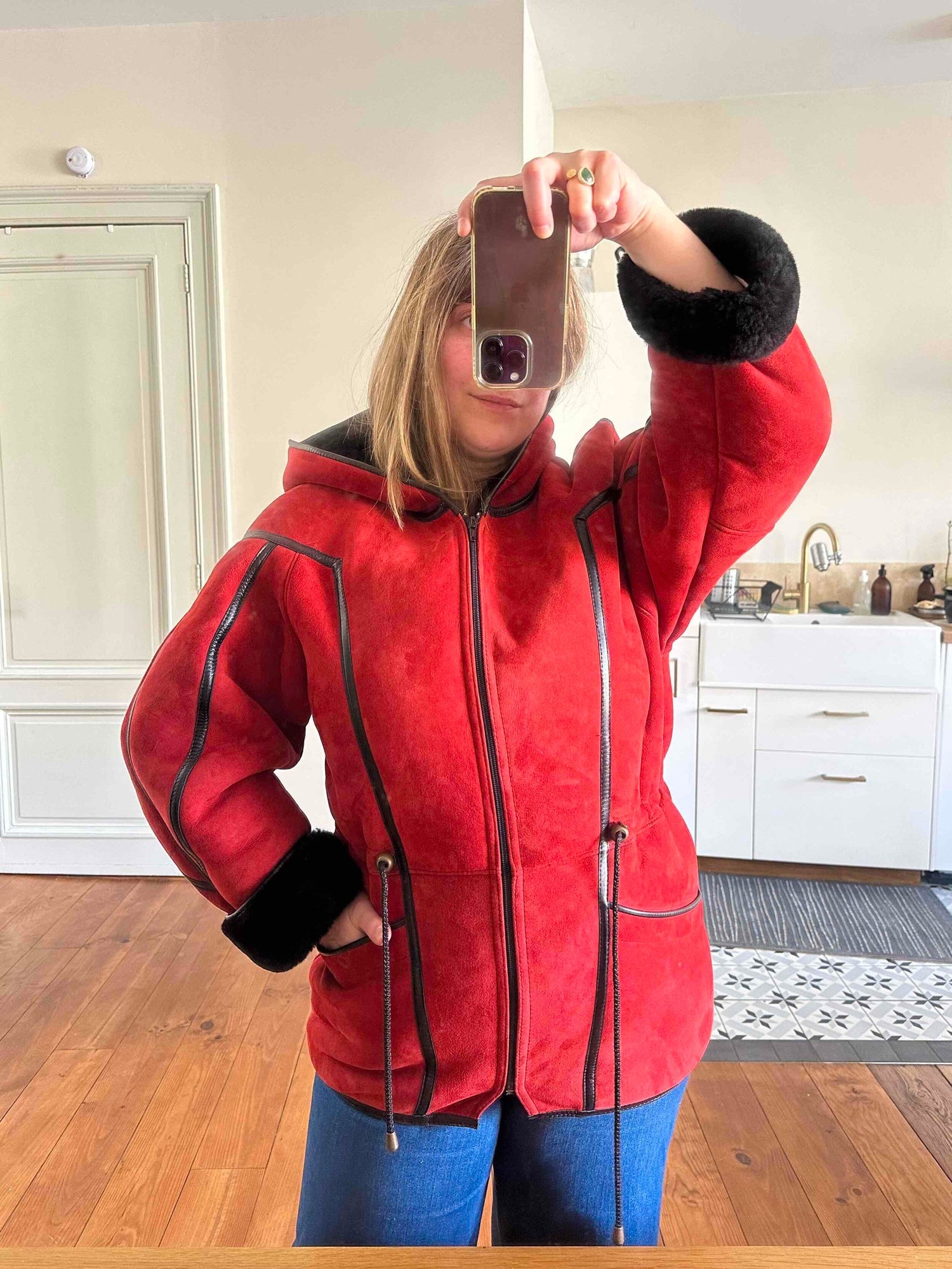 Manteau en peau lainée