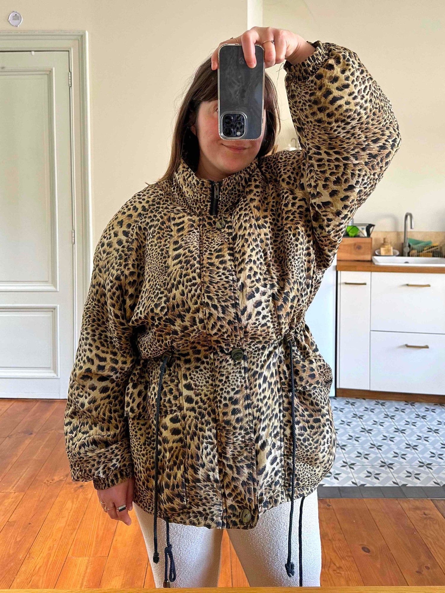 Doudoune Léopard en soie