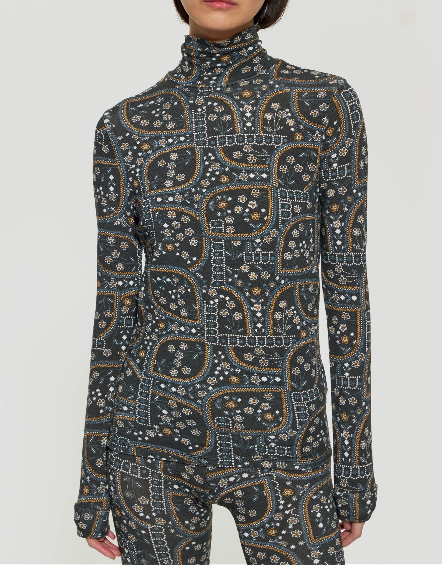 Pull à col roulé imprimé Ella