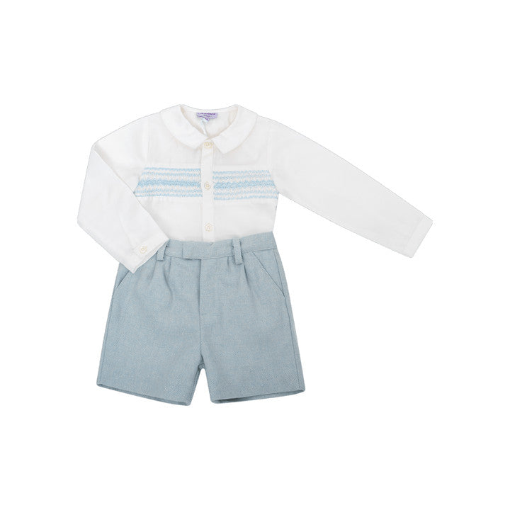 Benoit. ensemble garçon en chevron laine menthe