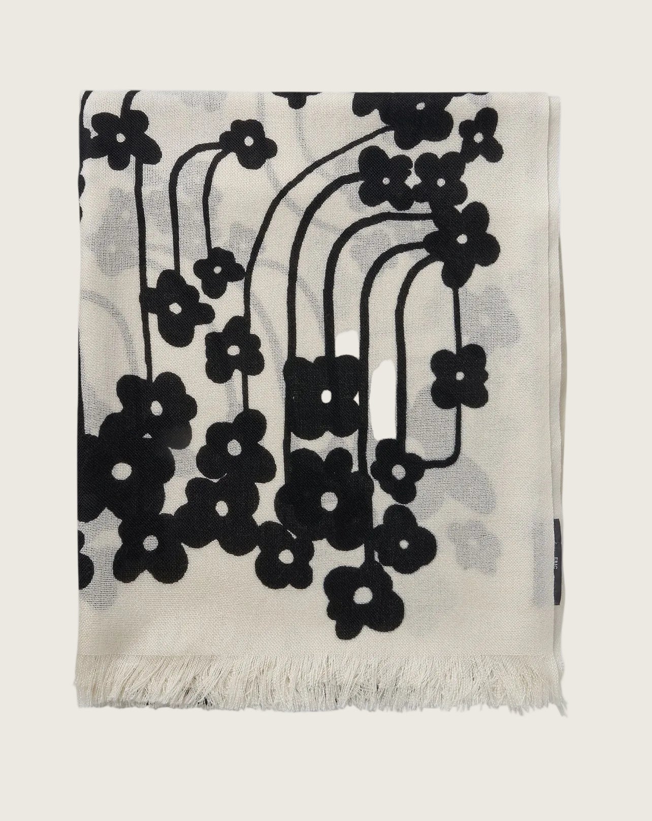 Etole Imprimé Fleurs Monochrome - Naturel/Noir