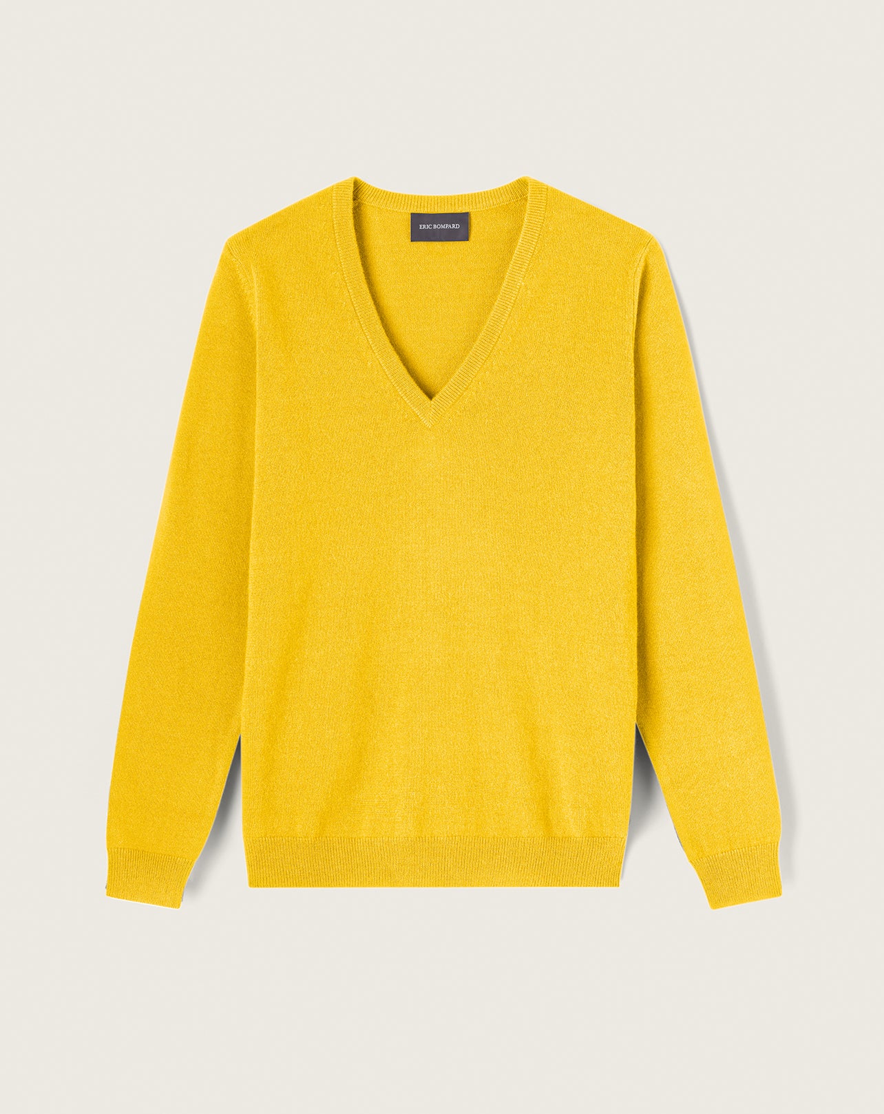 Pull Col V Classique Femme - Jaune Venitien