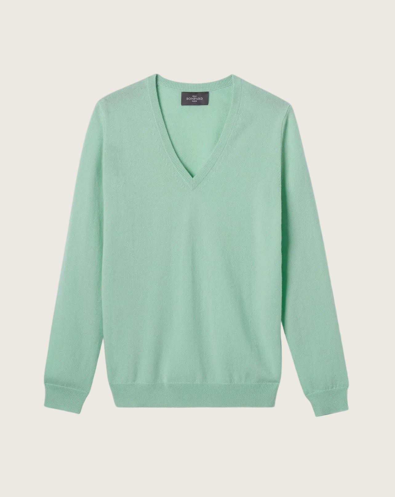 Pull Col V Classique Femme - Menthe Au Lait