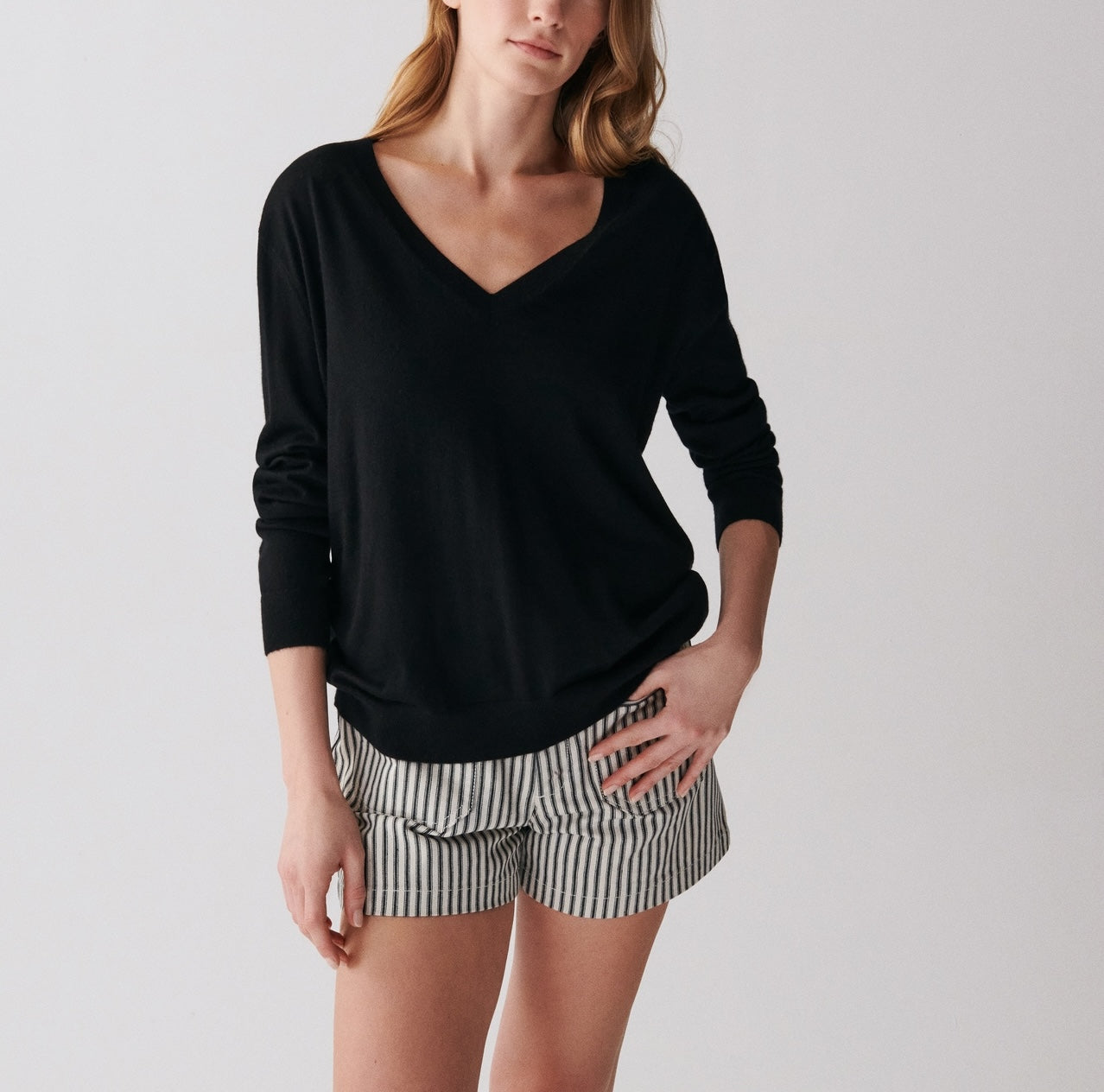Pull V Ample Femme - Noir