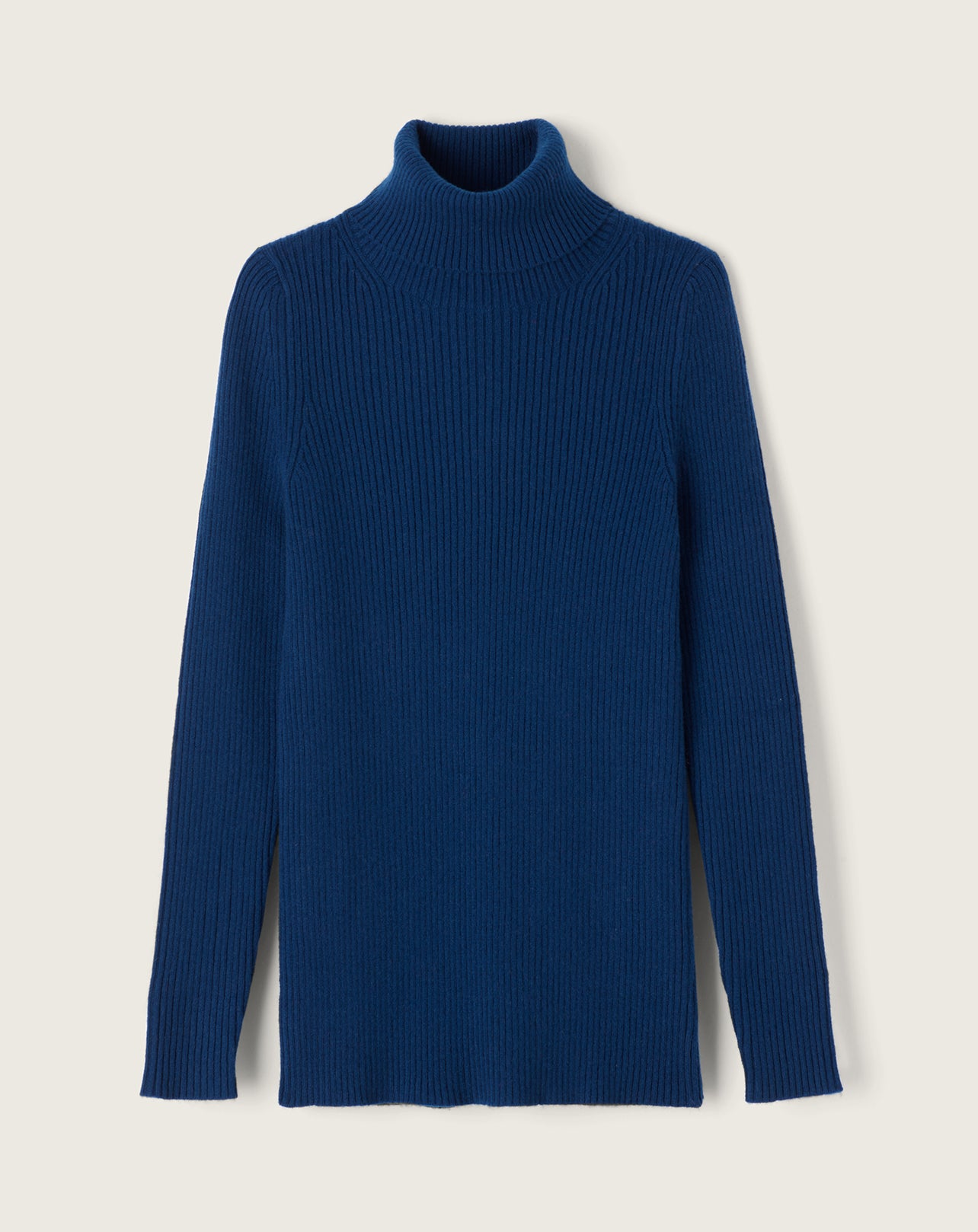 Col Roule A Cotes Femme - Bleu Phare