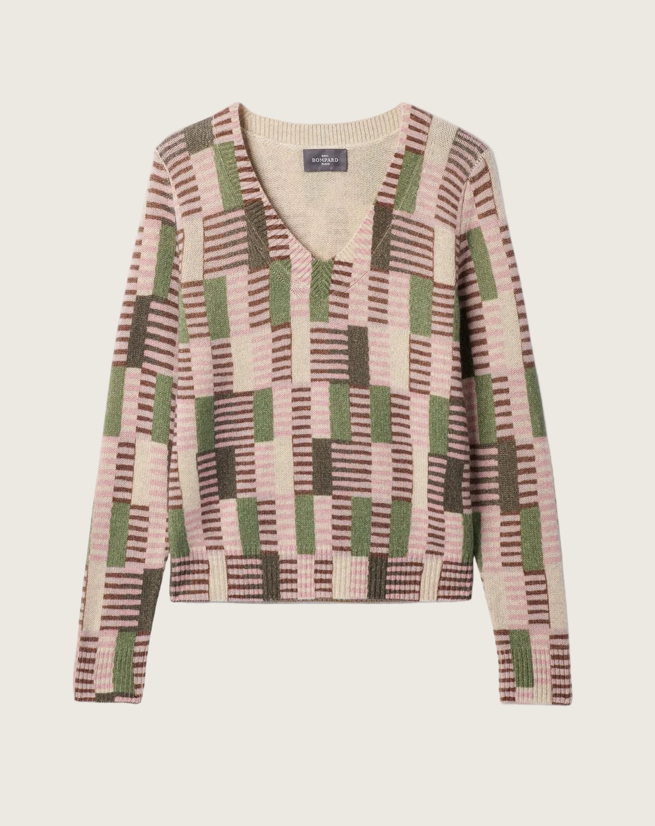 Pull V Imprime Femme - Rose Loukoum