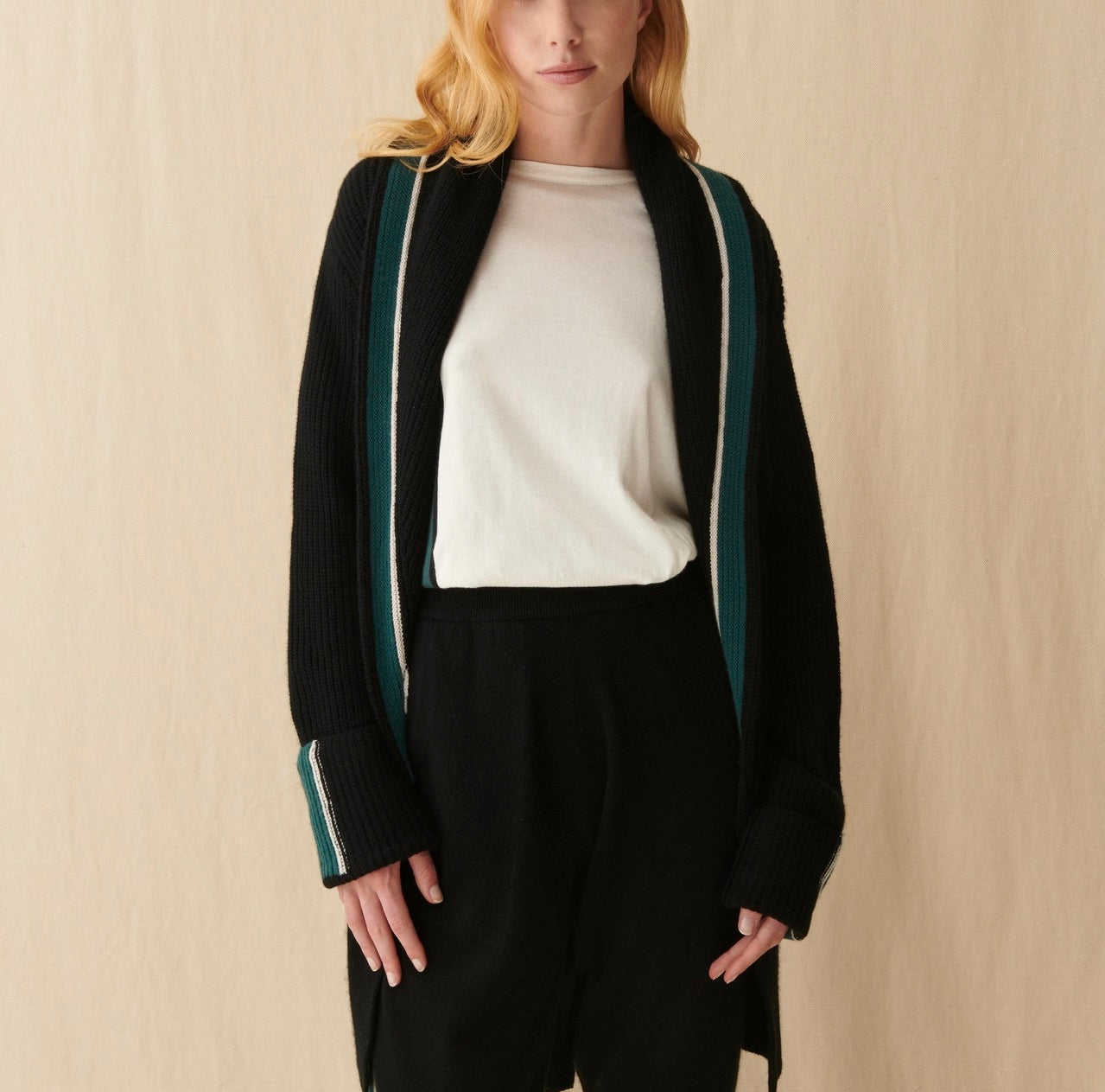 Veste Col Chale Sarah Lavoine Femme - Noir/The De Chine/Naturel