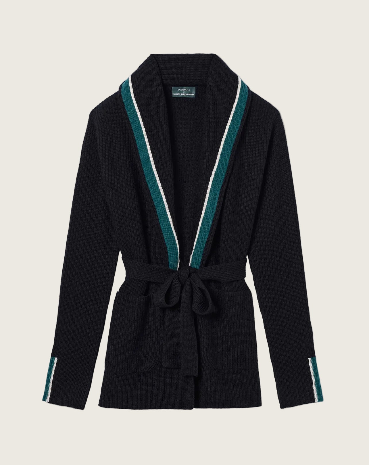 Veste Col Chale Sarah Lavoine Femme - Noir/The De Chine/Naturel