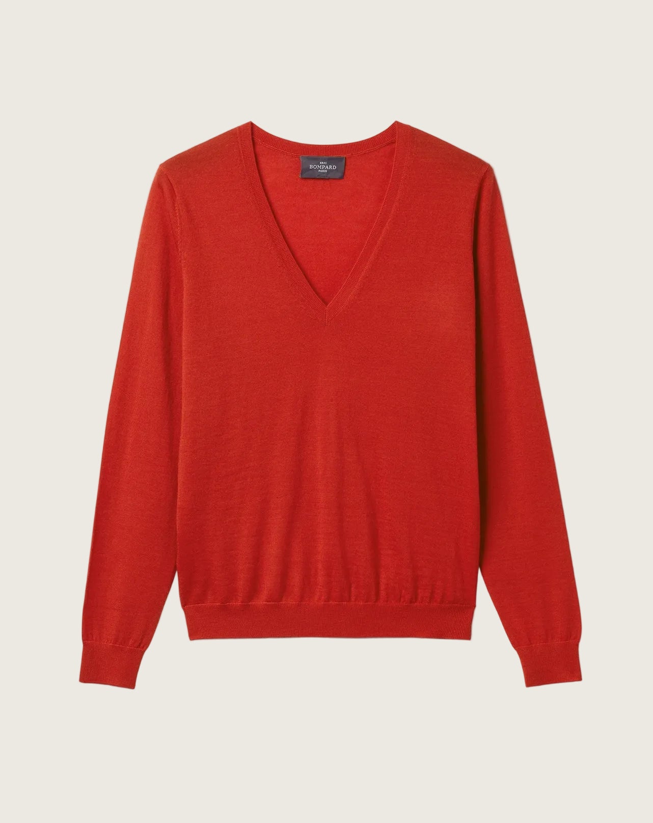 Pull Col V Ultrafin Femme - Cinabre