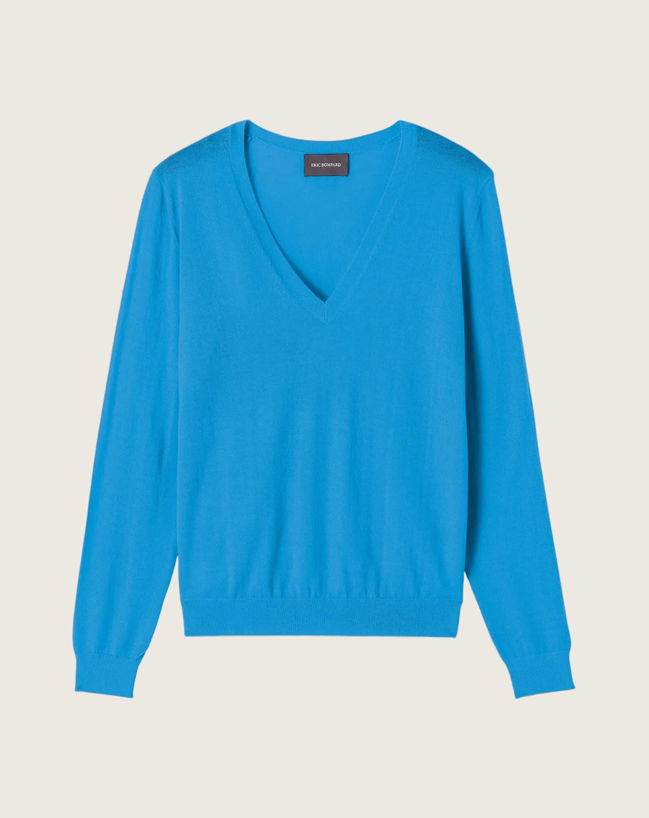 Pull Col V Ultrafin Femme - Bleu Caldero