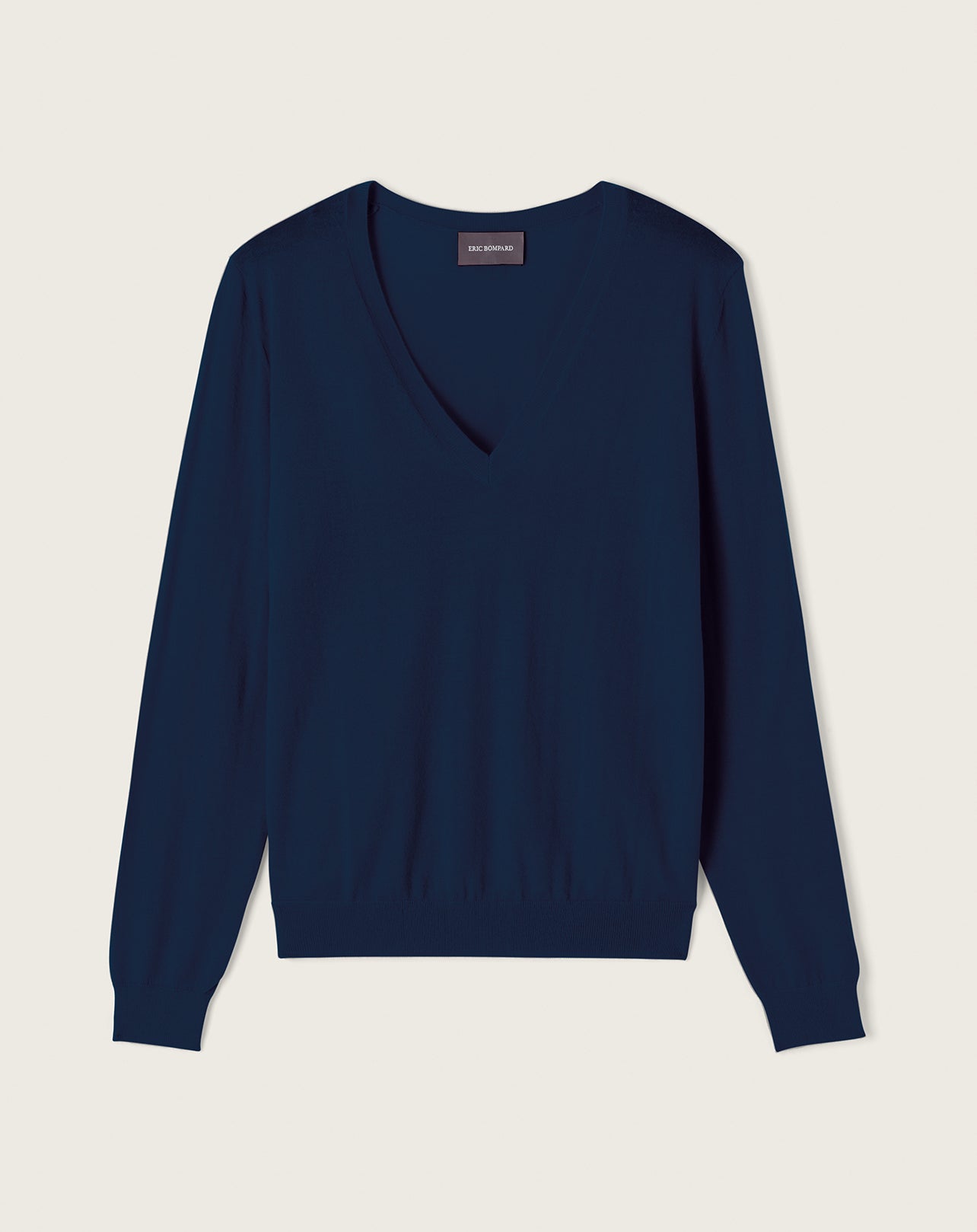 Pull Col V Ultrafin Femme - Bleu Phare
