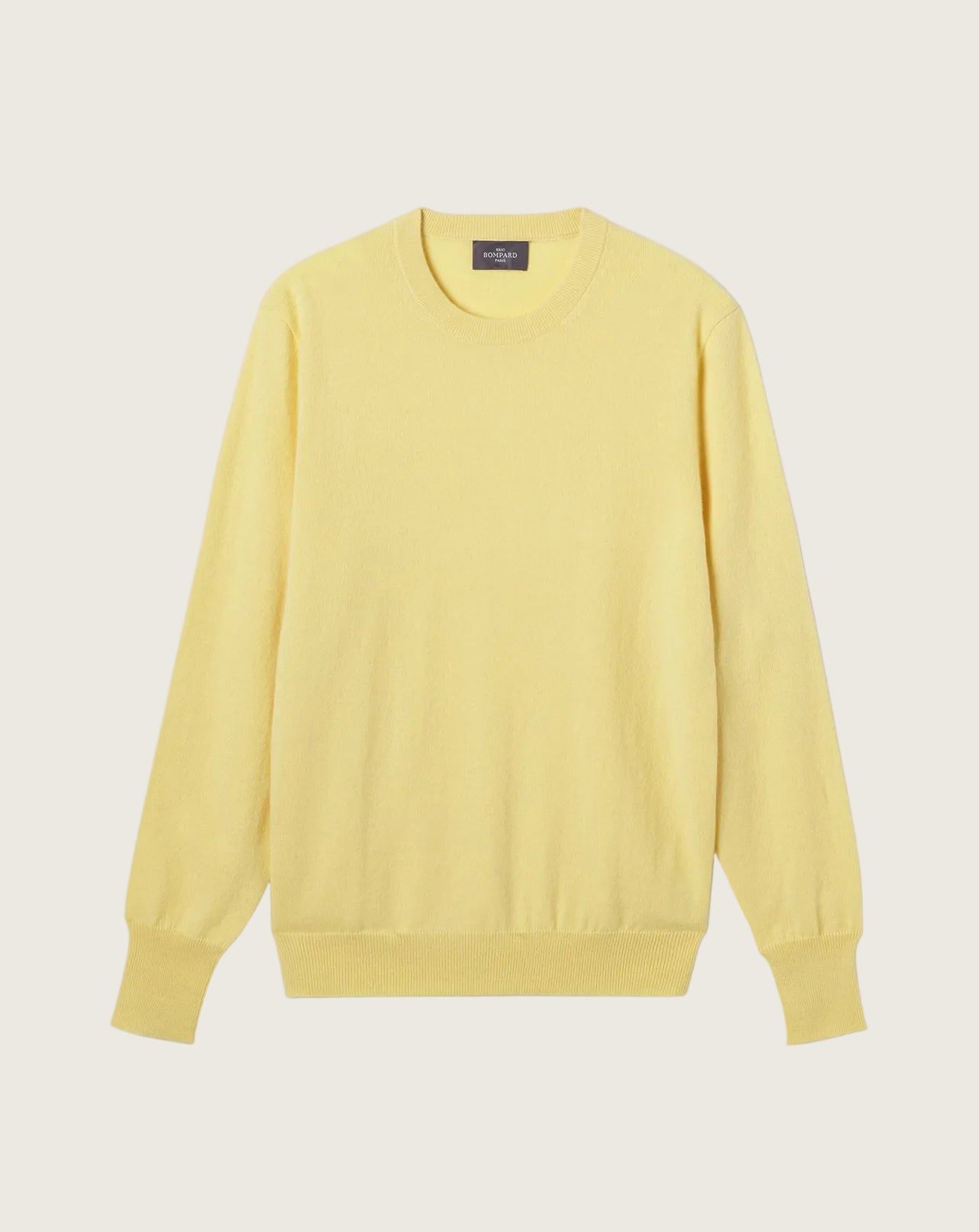 Pull Col Rond Classique Homme - Jaune Buvard