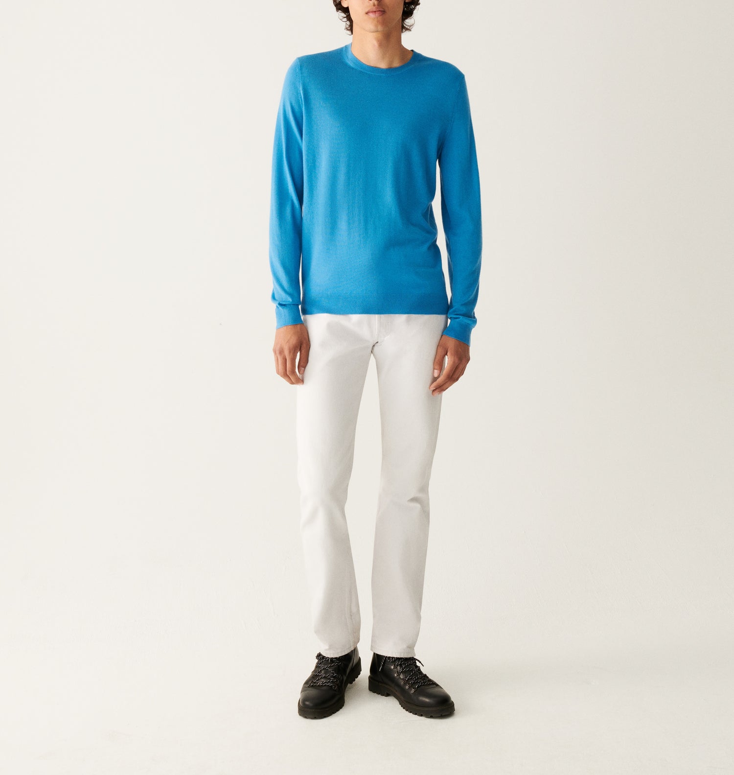 Pull Col Rond Ultrafin Homme - Bleu Caldero