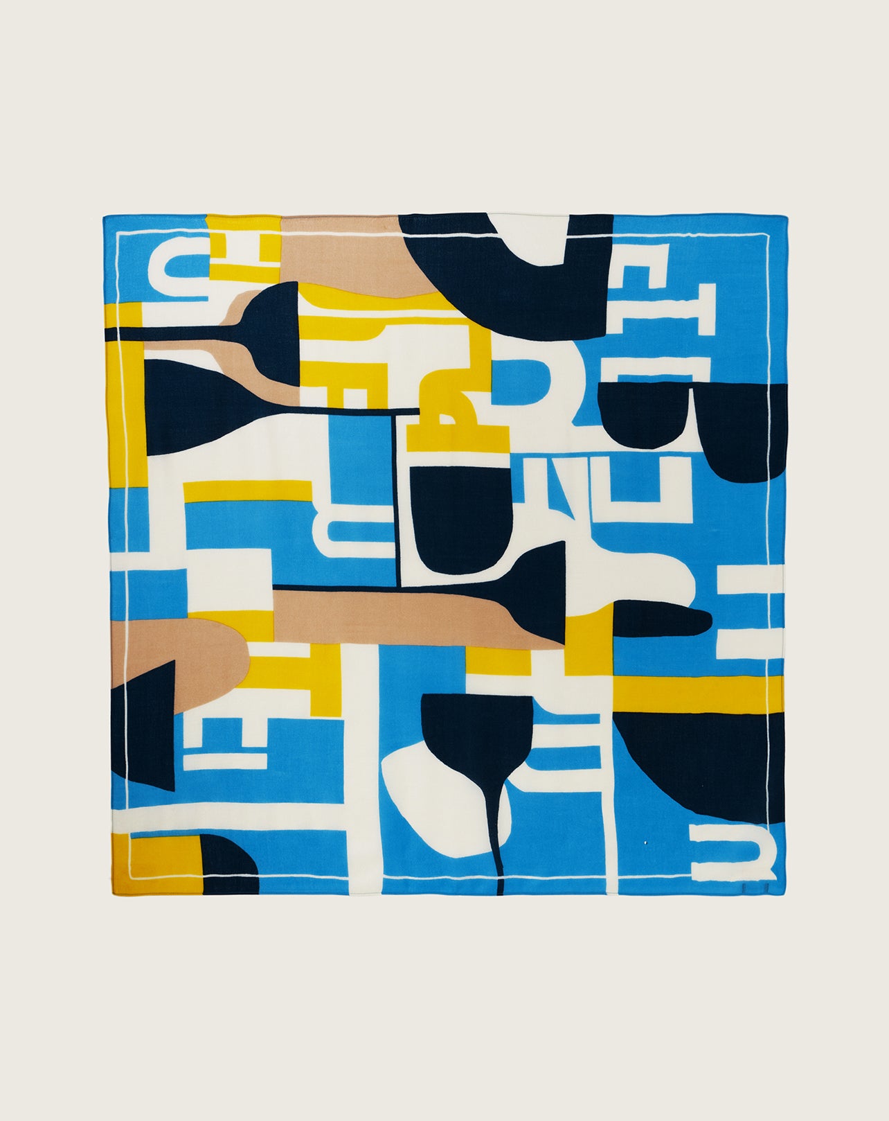 Carré Imprimé Patchwork Graphique - Bleu Caldero