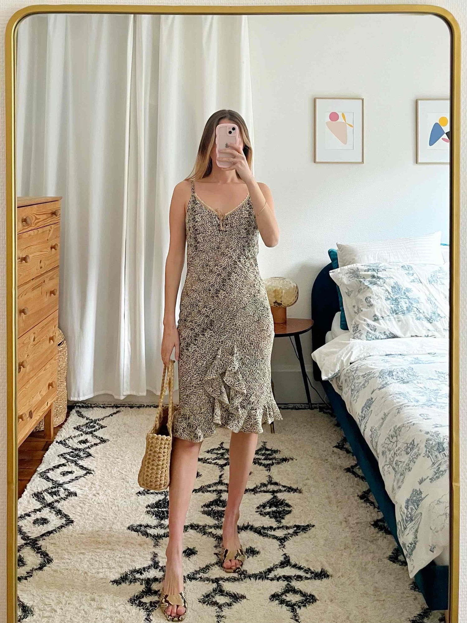 Leopard print midi dress