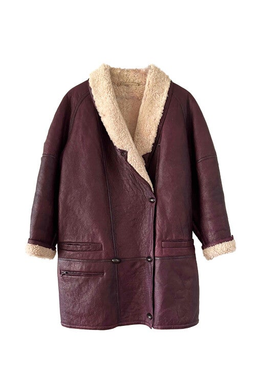 Wool-lined leather coat