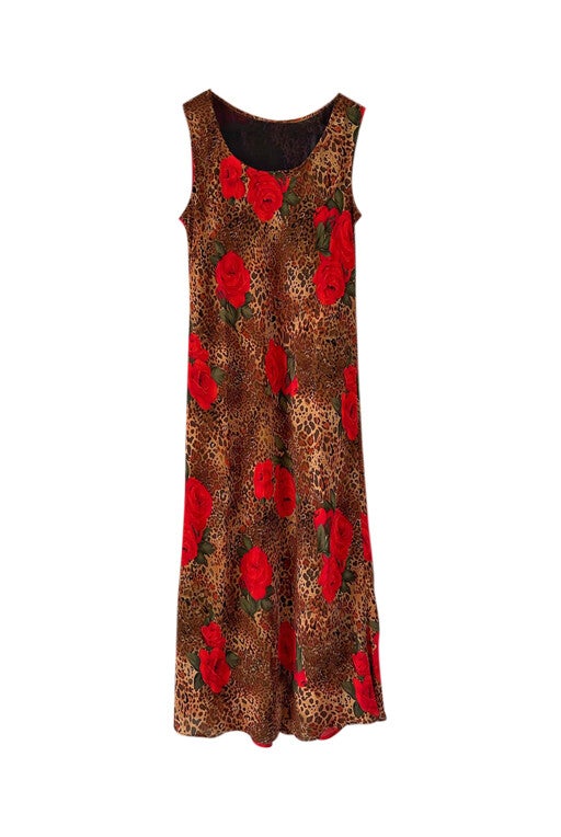 Leopard print dress with flowers