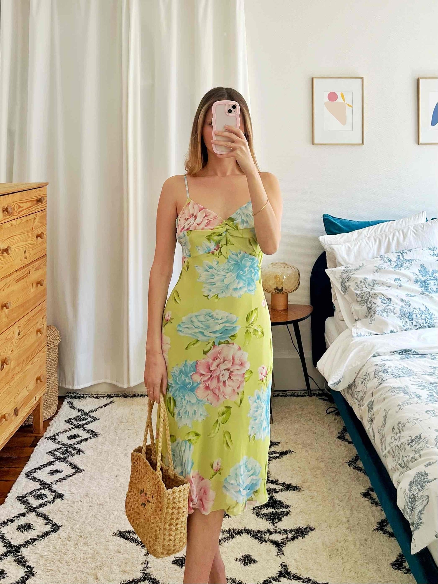Robe midi à fleurs