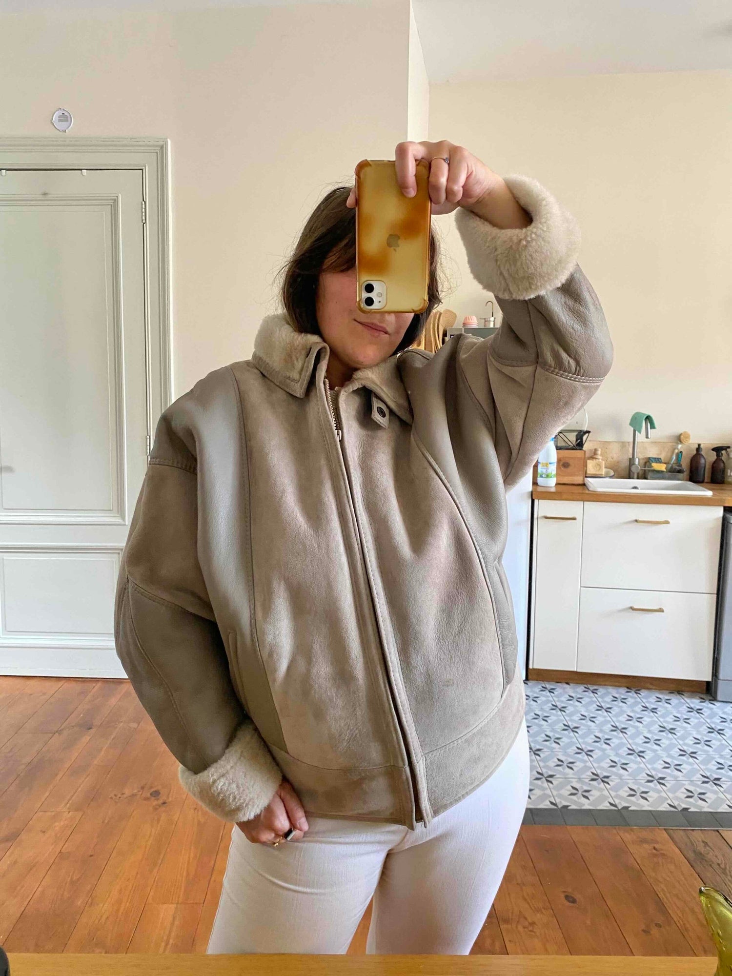 Bombardier with wool lining