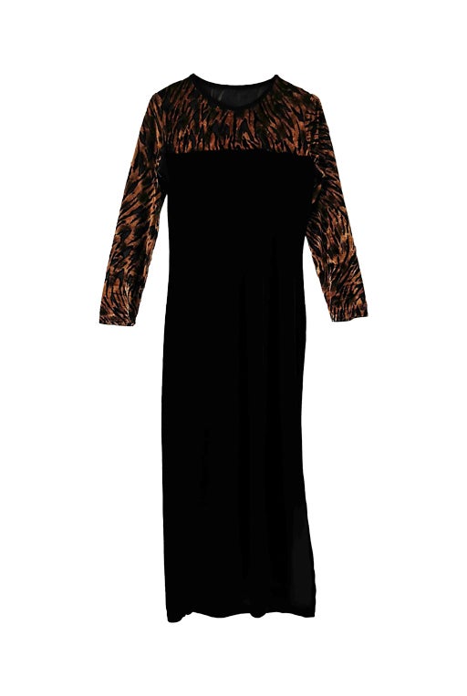 90s leopard print velvet dress
