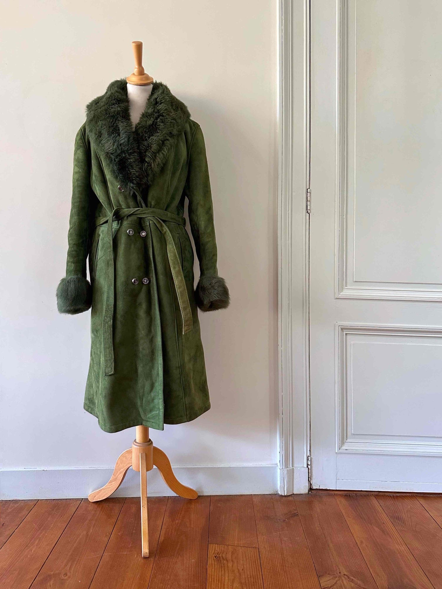 Wool-lined leather coat