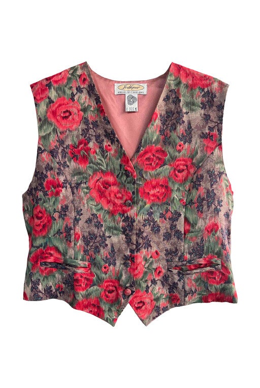 Flower-print vest