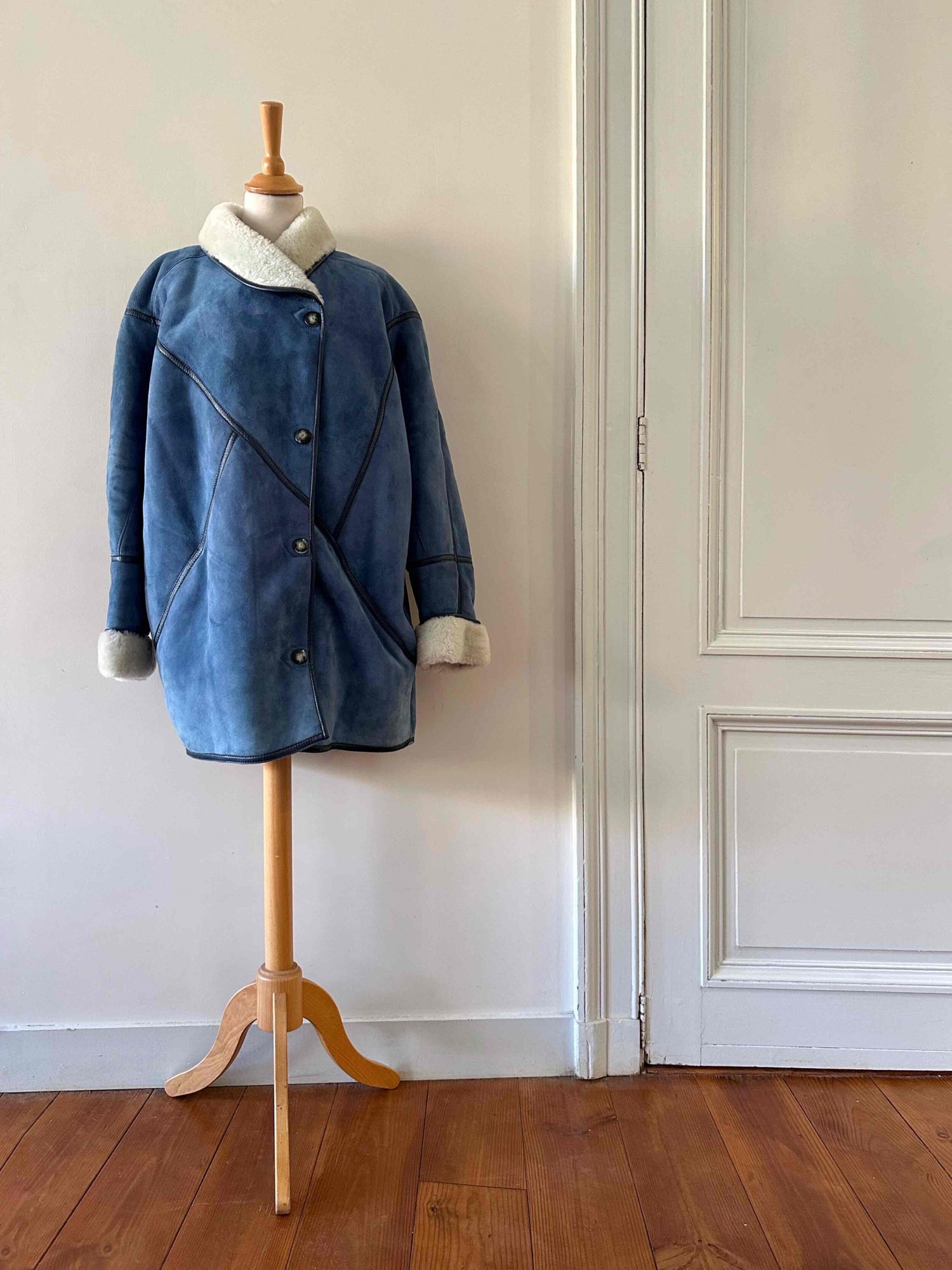 Wool-lined leather coat